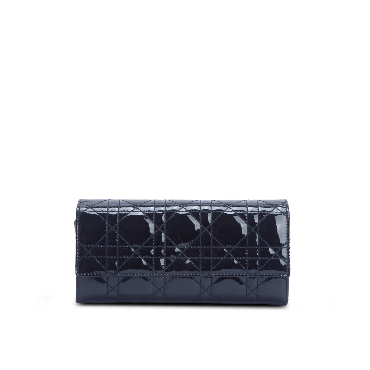 Christian Dior Black Patent Cannage Leather Lady Dior Rendezvous Wallet