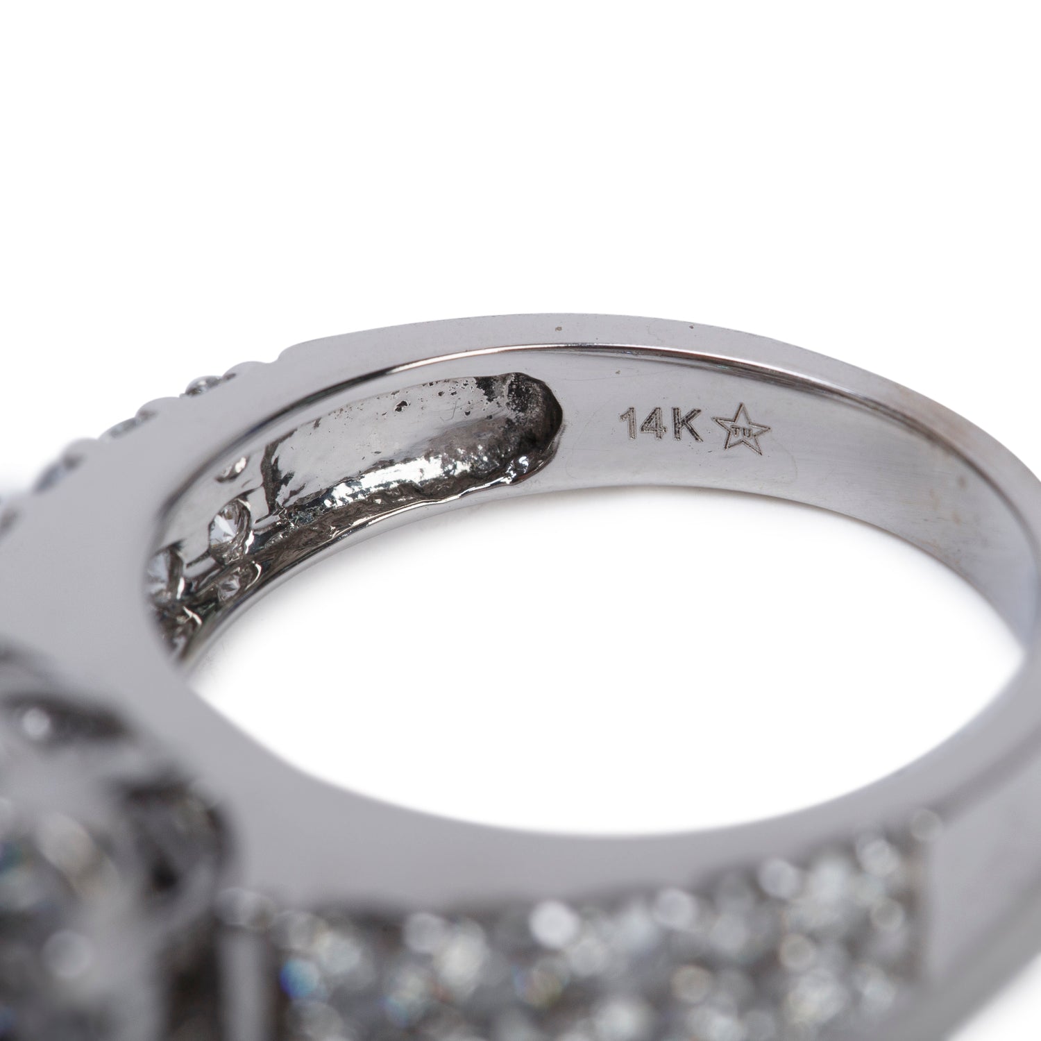14k White Gold 3.00 tcw. Cluster Diamond Engagement Ring, Size 7.25