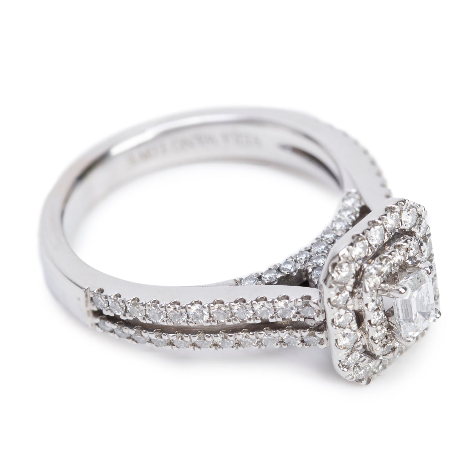 Vera Wang 14k White Gold 0.24 ct. Emerald Cut Love Diamond Engagement Ring, Size 6.25