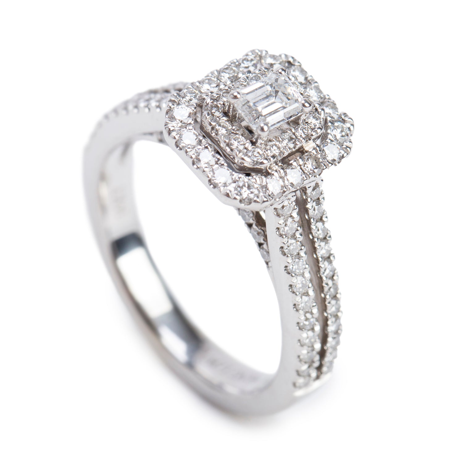 Vera Wang 14k White Gold 0.24 ct. Emerald Cut Love Diamond Engagement Ring, Size 6.25