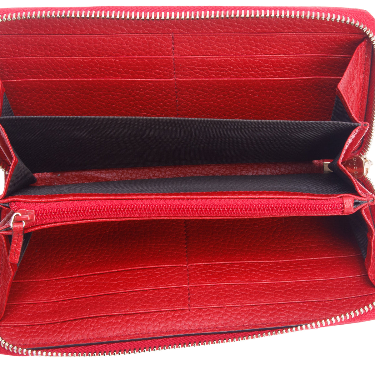 Gucci Red Pebbled Calfskin Soho Zip Around Wallet w/ Box