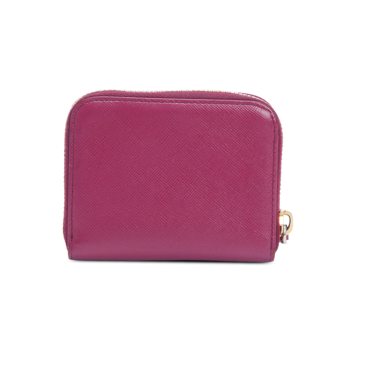 Prada Pink Saffiano Compact Zip Around Wallet