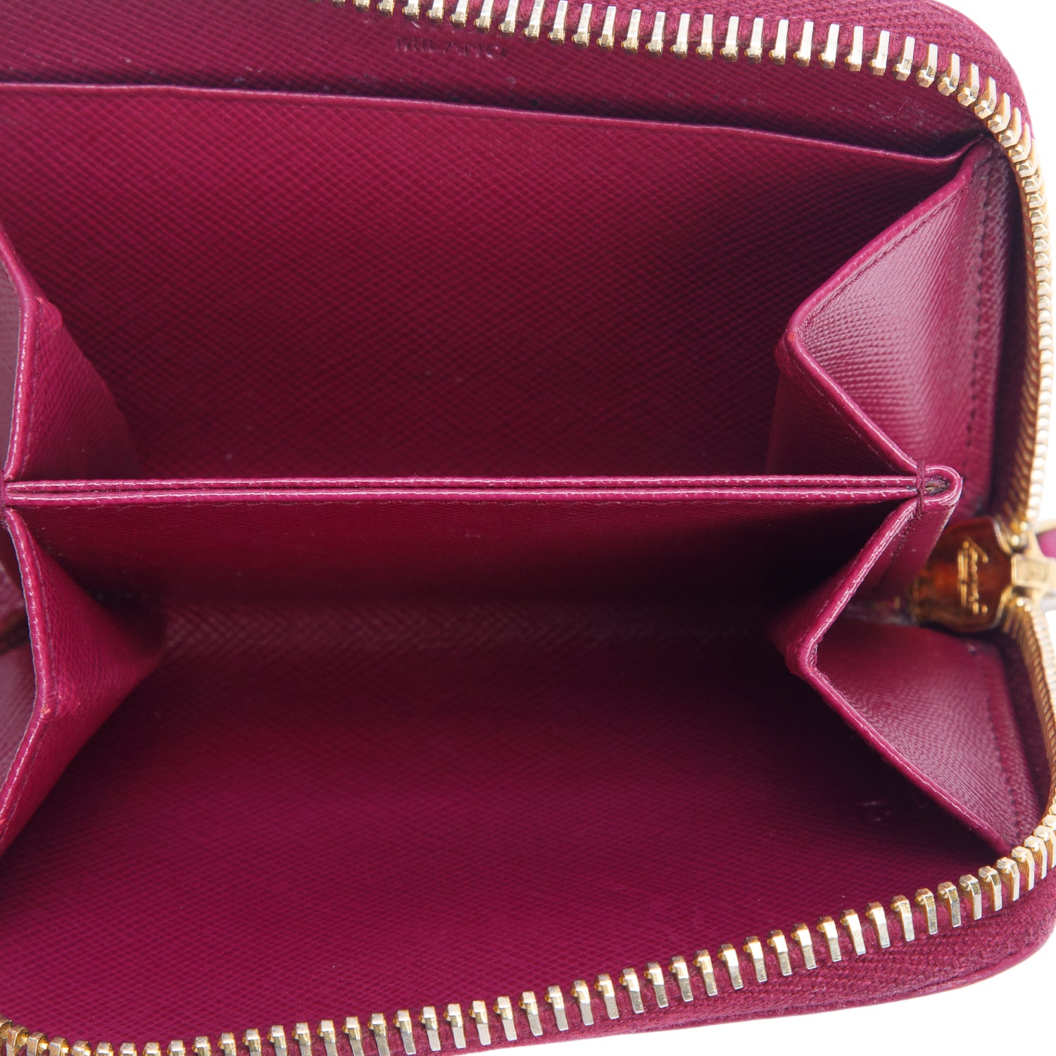 Prada Pink Saffiano Compact Zip Around Wallet