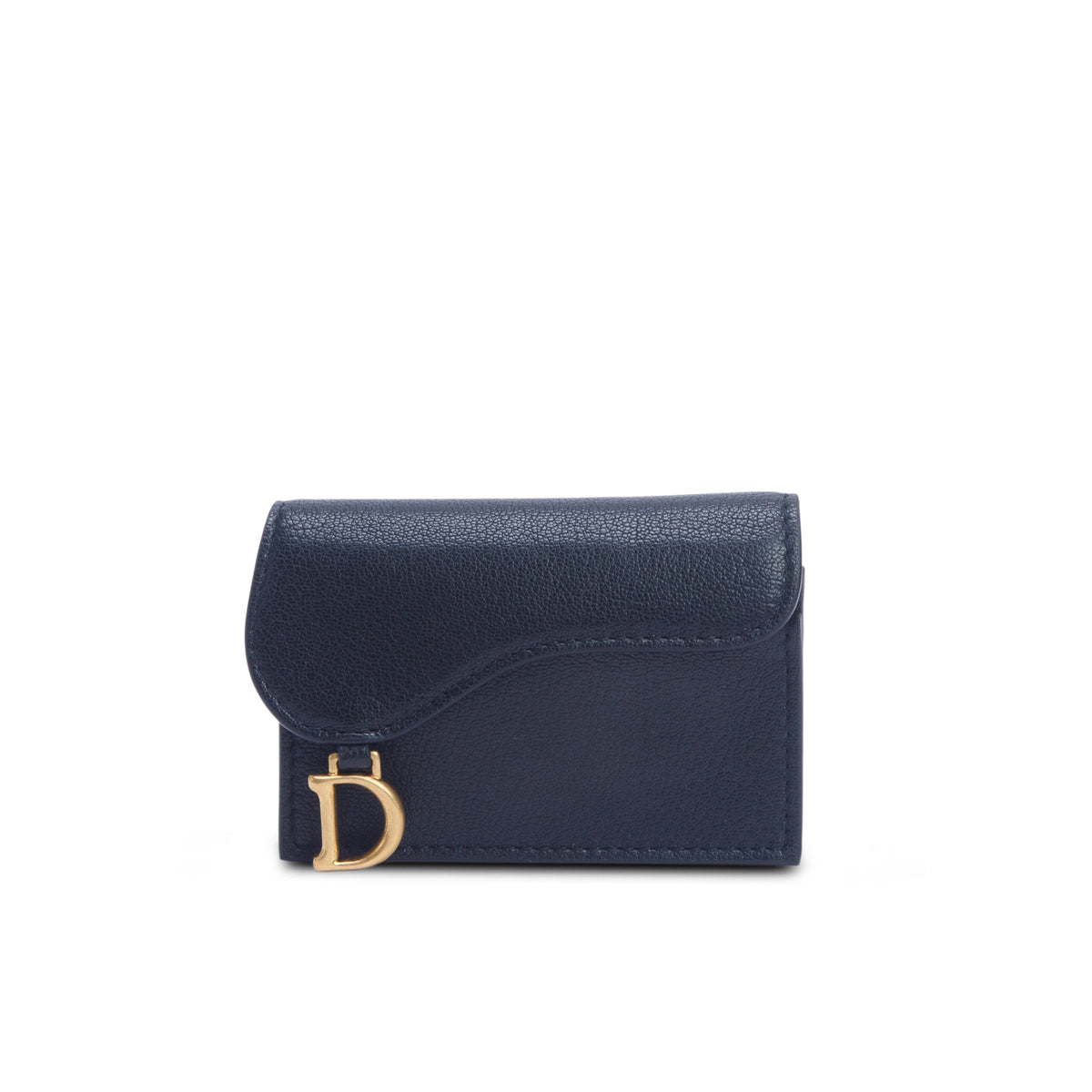 Christian Dior 2022 Black Grained Calfskin Saddle Bloom Card Holder