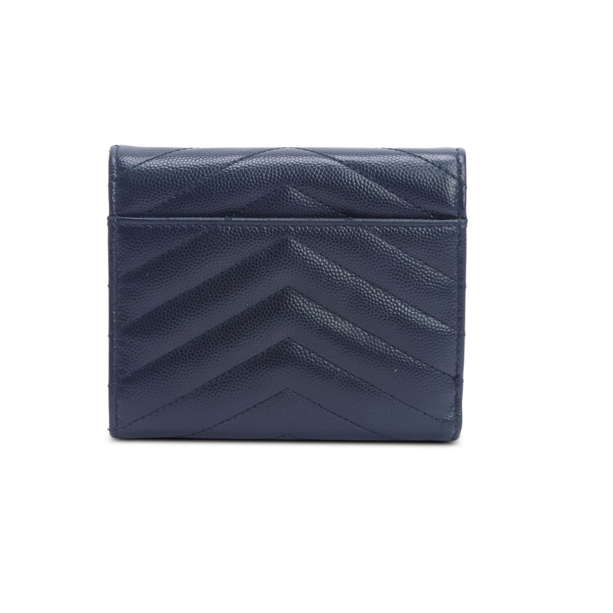 Saint Laurent Black 2021 Grain de Poudre Leather Matelasse Cassandre Compact Tri-Fold Wallet