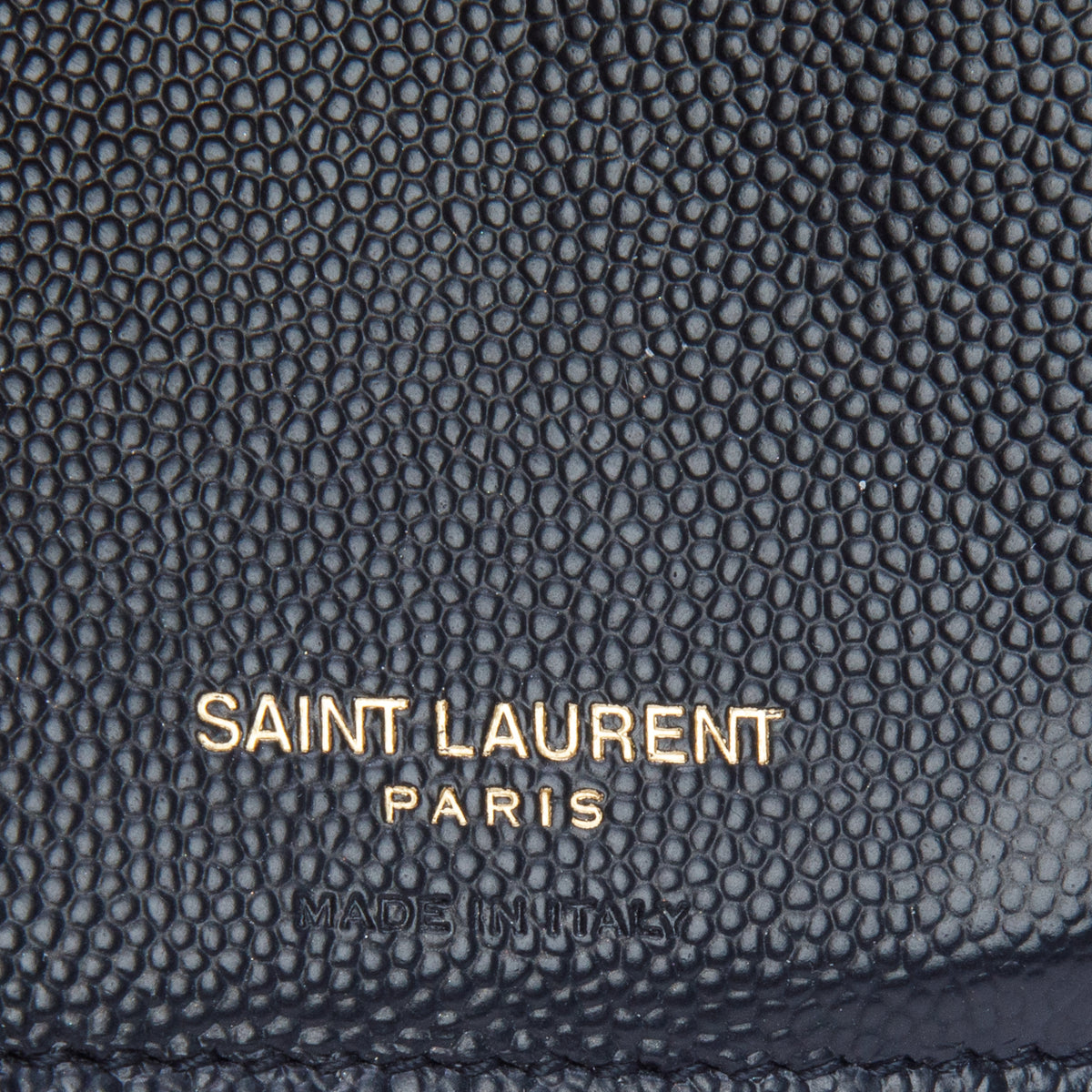 Saint Laurent Black 2021 Grain de Poudre Leather Matelasse Cassandre Compact Tri-Fold Wallet