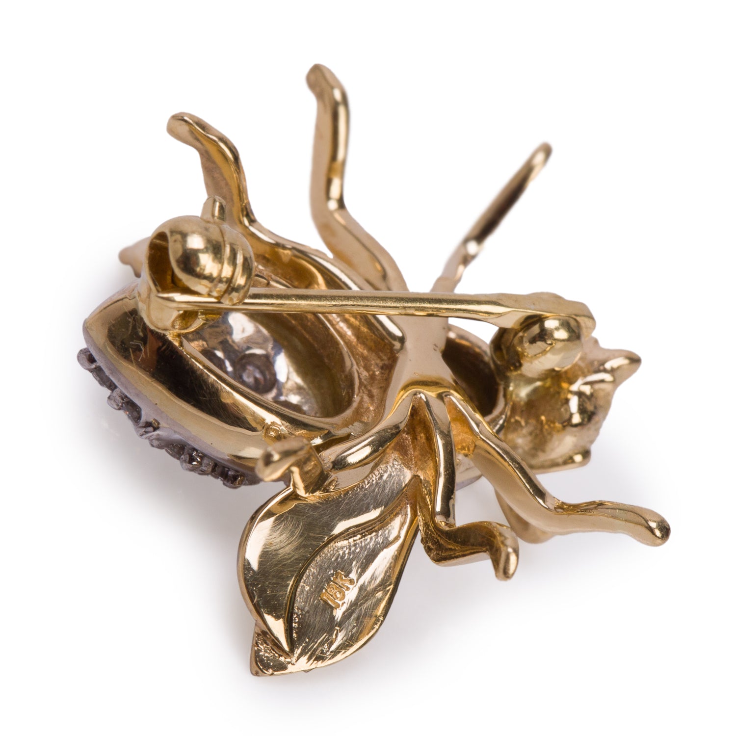 18k Yellow Gold Diamond Fly Pin Brooch