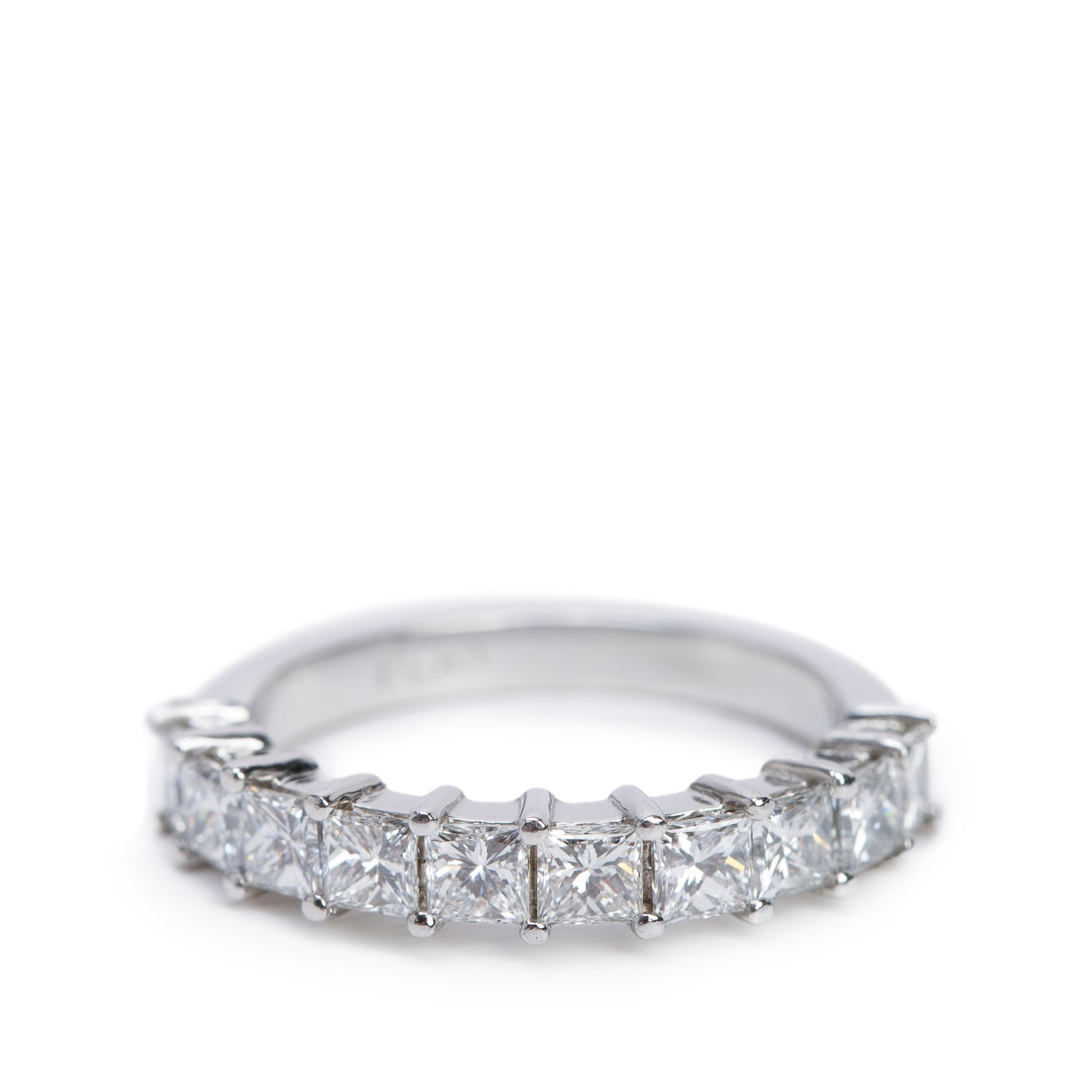 Platinum 1.09 tcw. Diamond Half Eternity Wedding Band Ring, Size 4.5