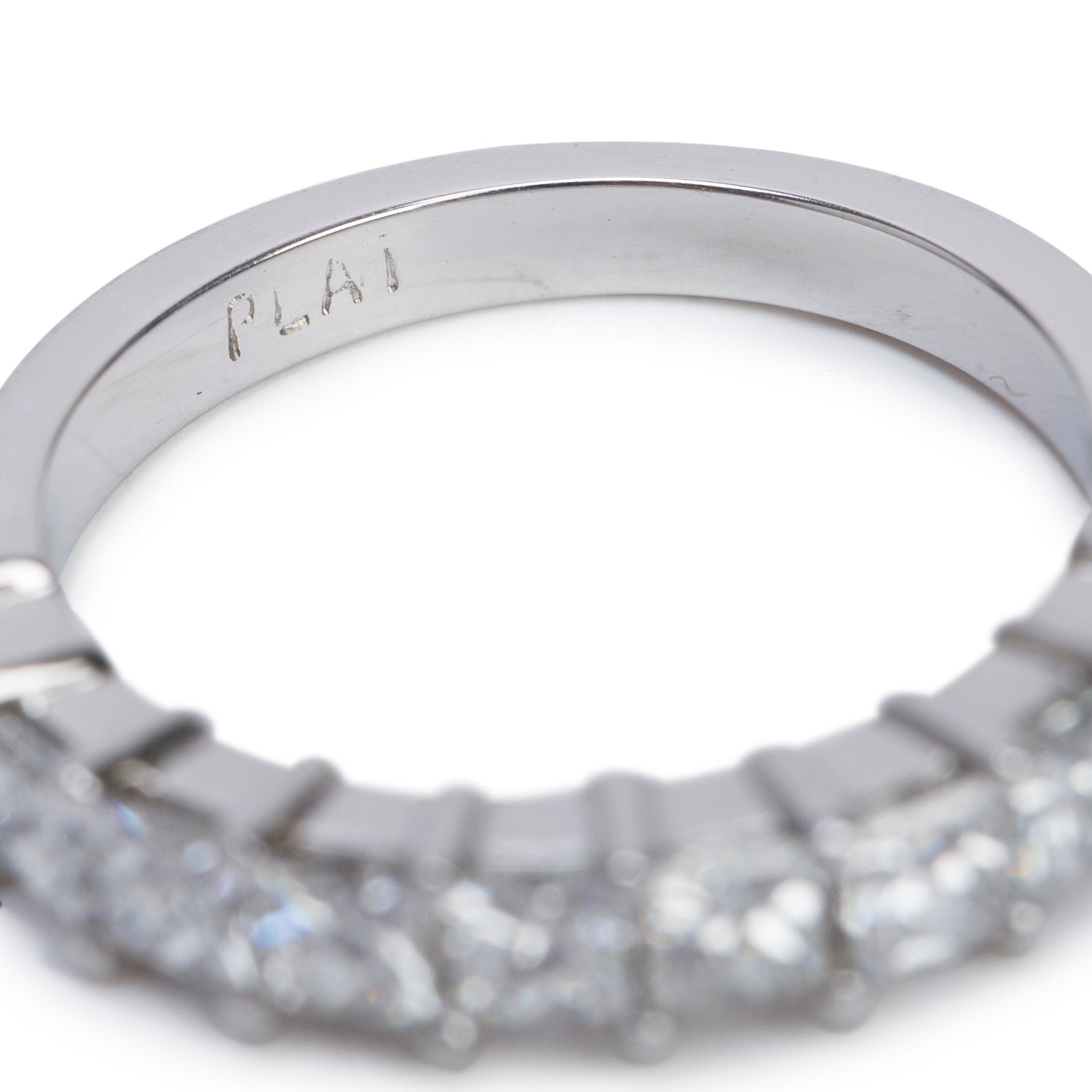 Platinum 1.09 tcw. Diamond Half Eternity Wedding Band Ring, Size 4.5