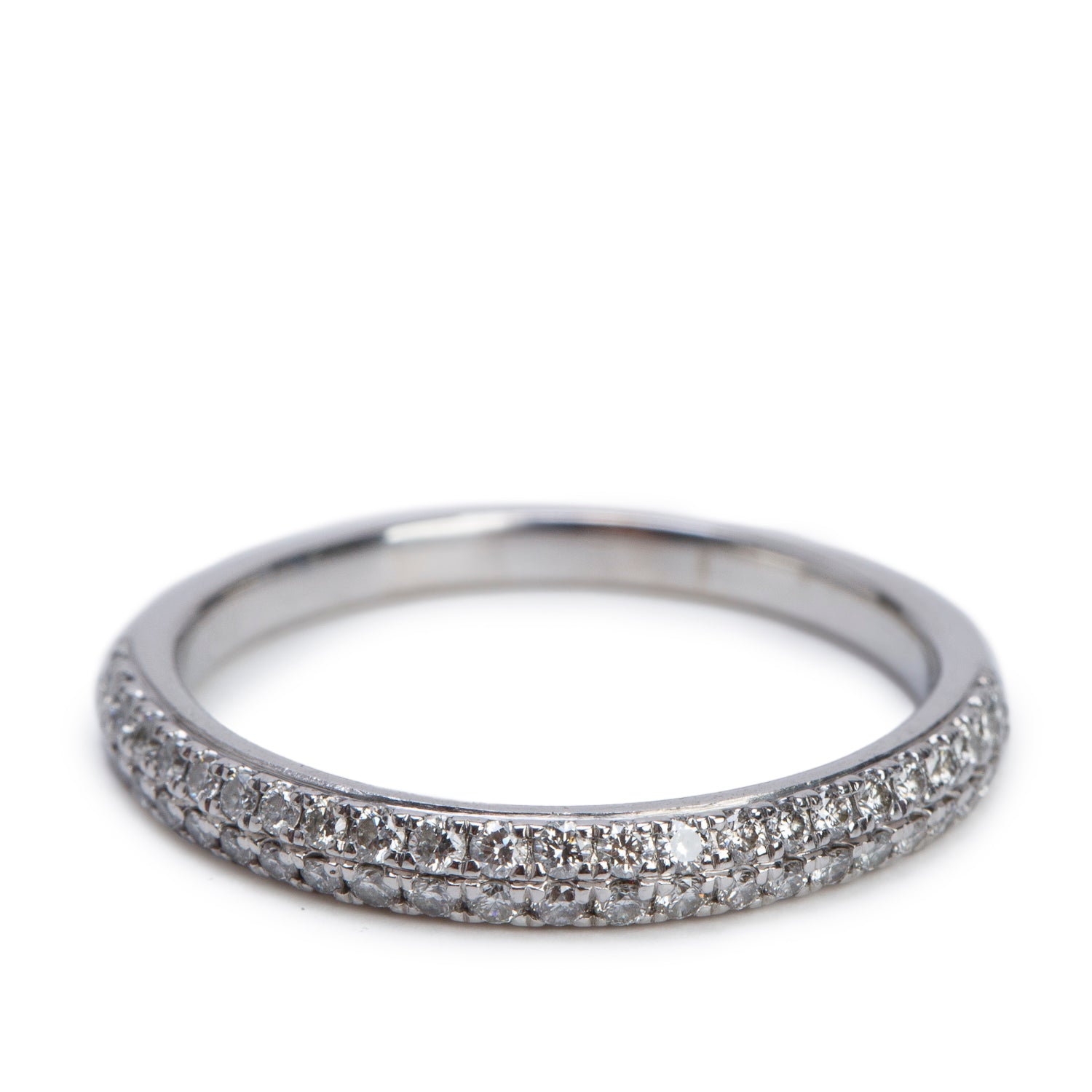 Vera Wang 14k White Gold 0.47 tcw. Love Double-Row Diamond Half Eternity Wedding Band Ring, Size 8