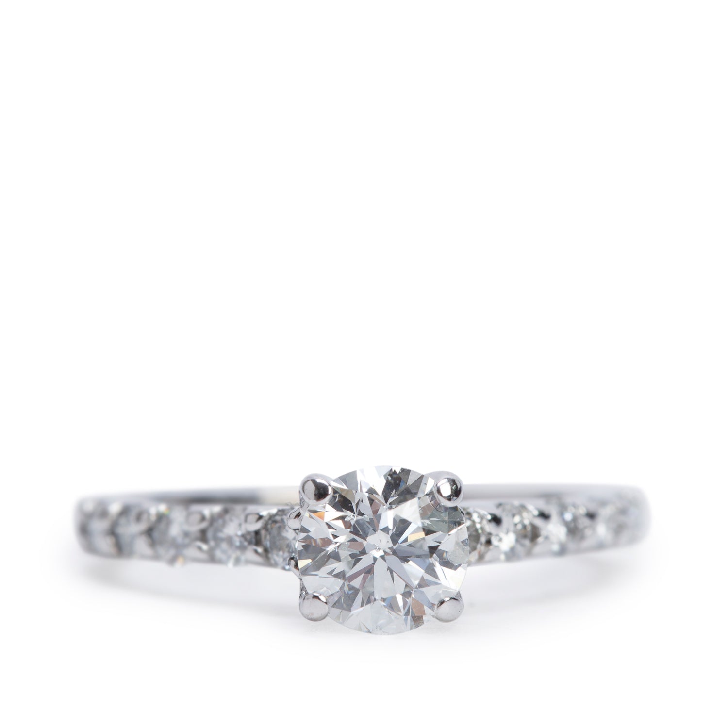18k White Gold 0.71 ct. Round Cut Diamond Engagement Ring, Size 5.5