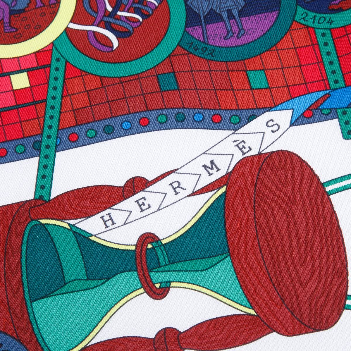 Hermes Multicolor 'Le Laboratoire Du Temps' Silk Scarf 90 w/ Box