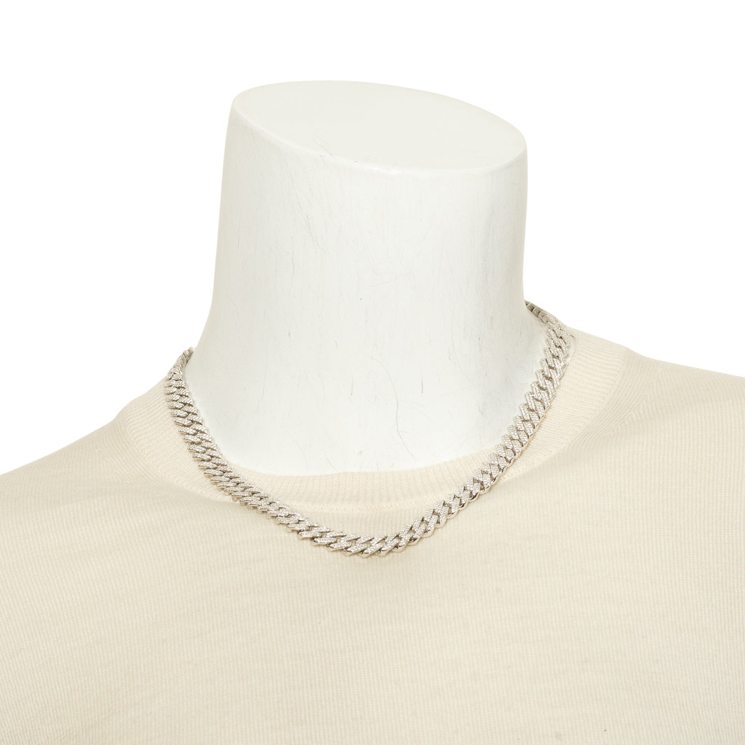 14k White Gold 11.73 tcw. Diamond Cuban Link Necklace