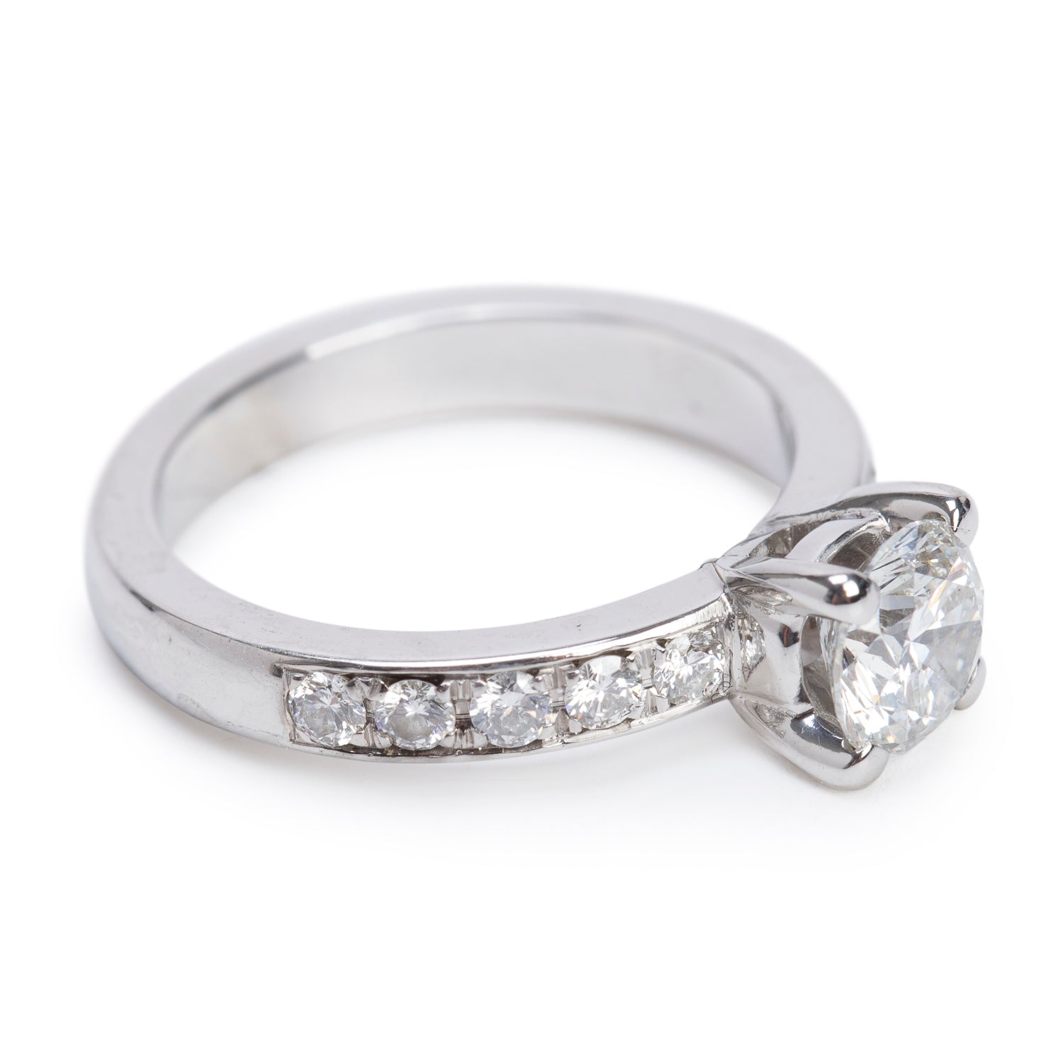 19k White Gold 0.78 ct. Round Cut Diamond Engagement Ring, Size 4.5