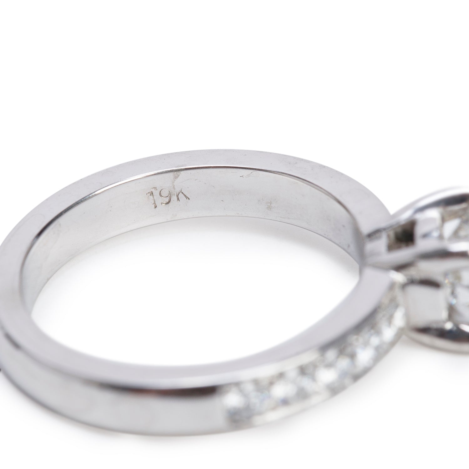 19k White Gold 0.78 ct. Round Cut Diamond Engagement Ring, Size 4.5
