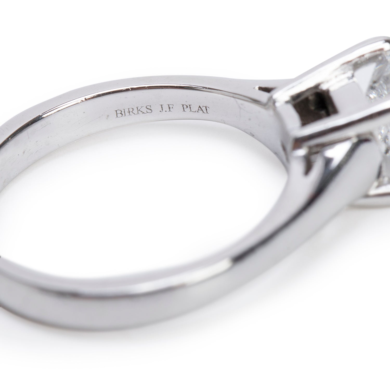 Birks Platinum 0.70 ct. Princess Cut Diamond Solitaire Engagement Ring, Size 4 w/ Box