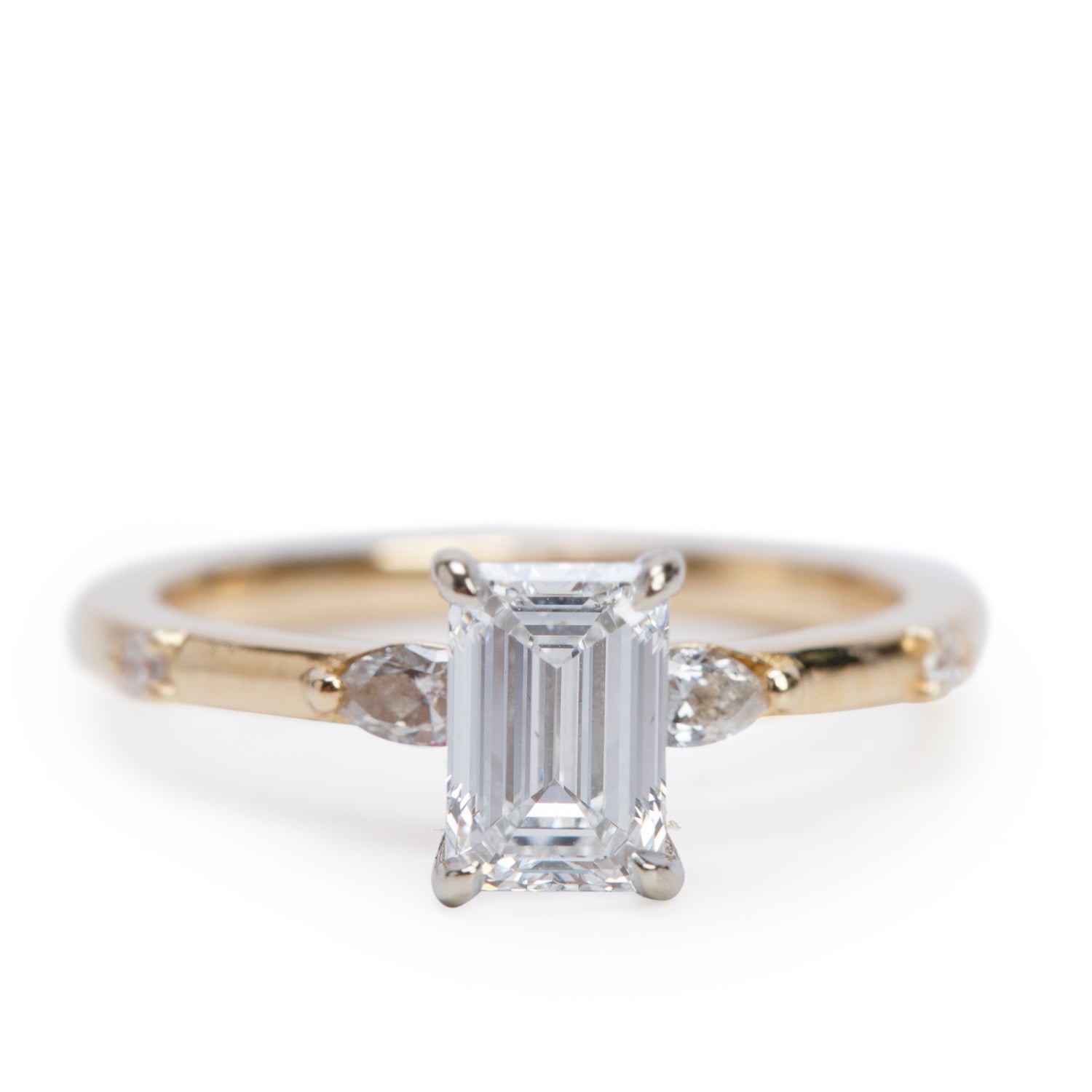 18k Yellow and White Gold 0.70 ct. Emerald Cut Diamond Engagement Ring, Size 3 w/ GIA Certificate
