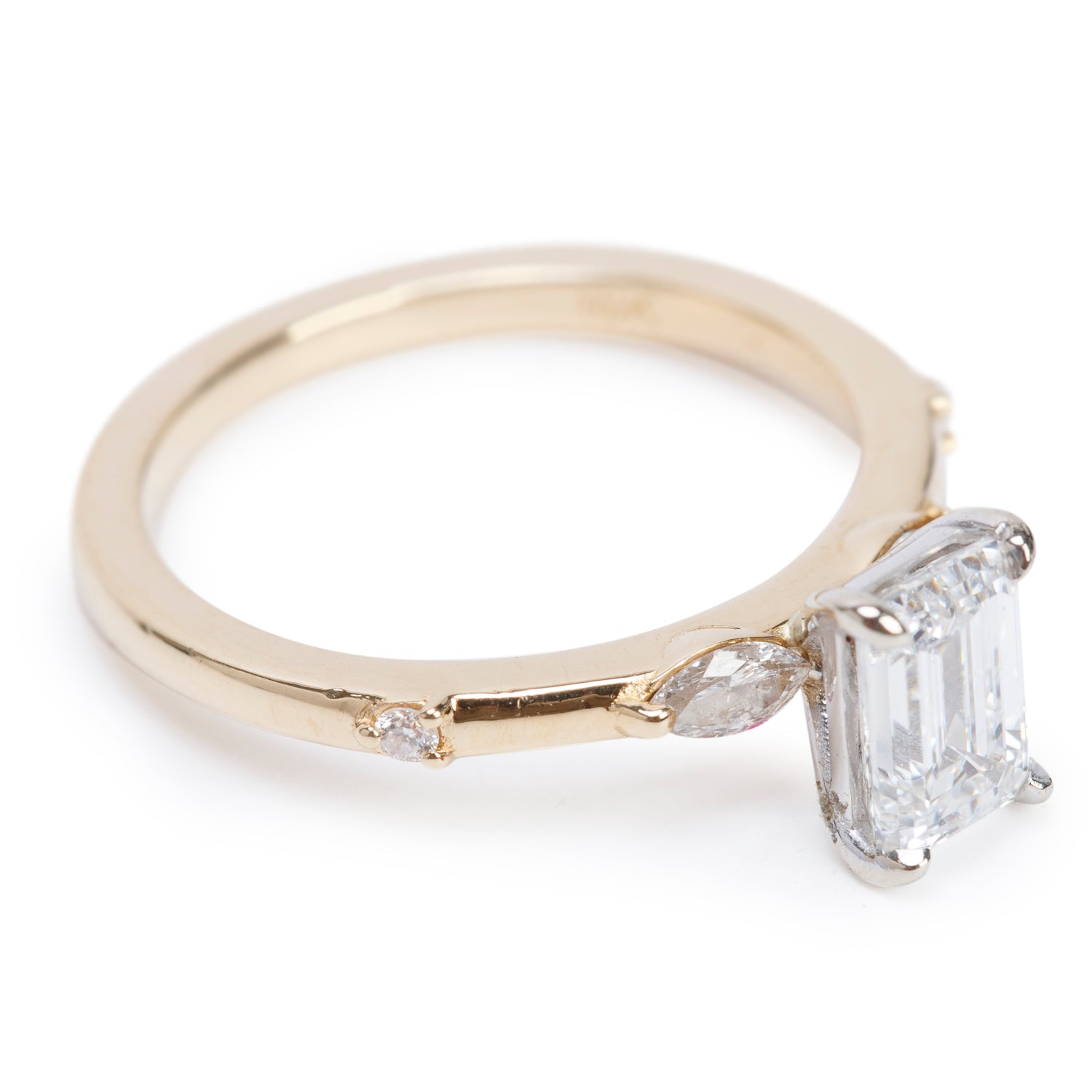 18k Yellow and White Gold 0.70 ct. Emerald Cut Diamond Engagement Ring, Size 3 w/ GIA Certificate