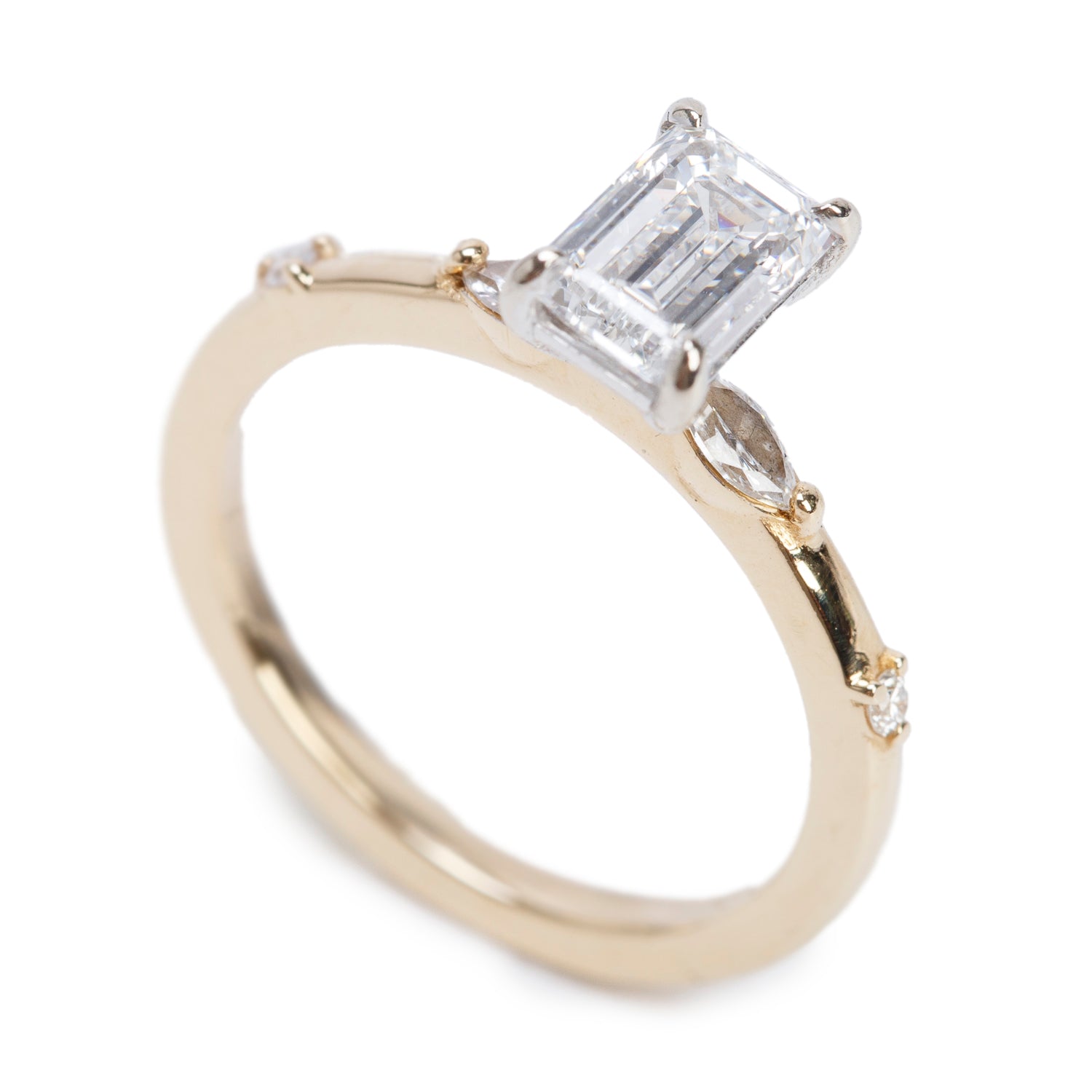 18k Yellow and White Gold 0.70 ct. Emerald Cut Diamond Engagement Ring, Size 3 w/ GIA Certificate