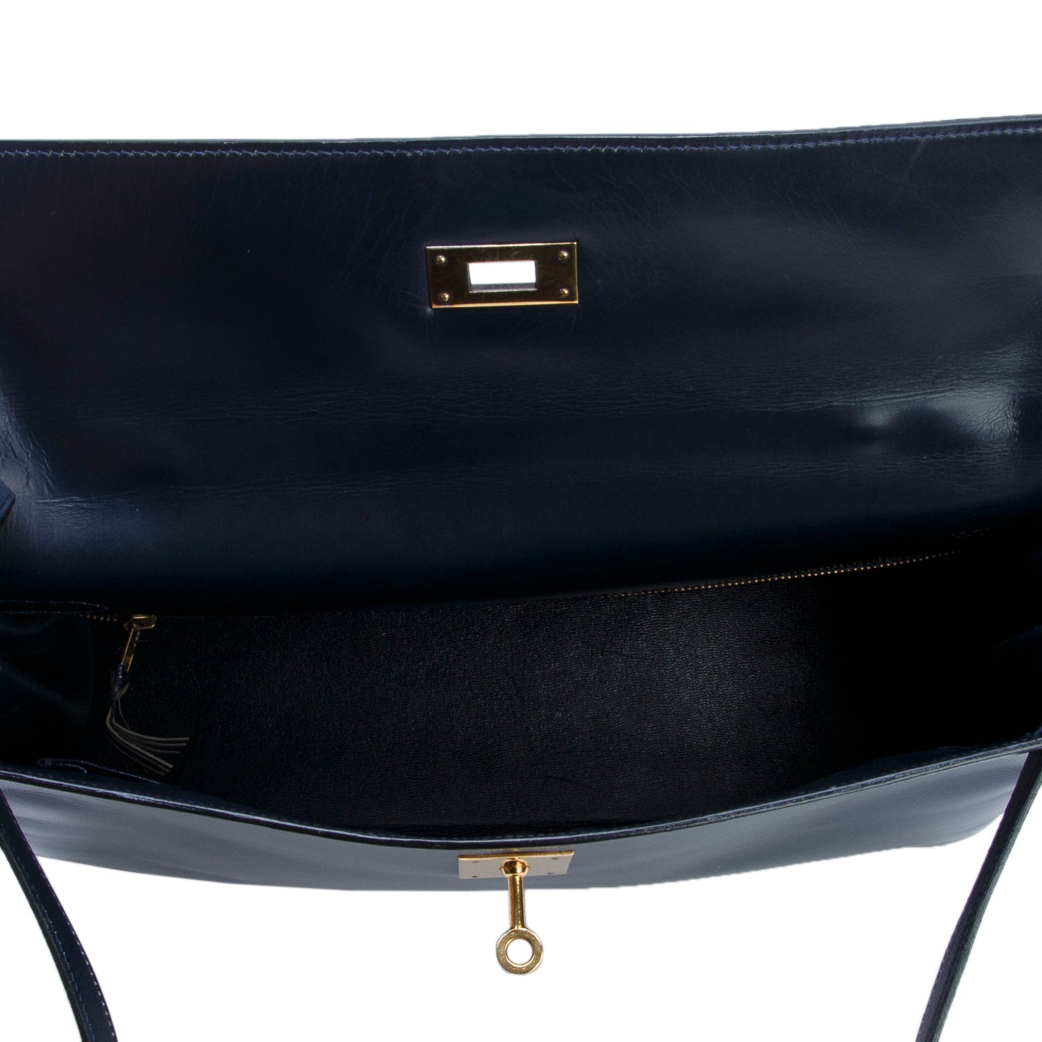 Hermes Vintage Bleu Marine Box Kelly Retourne 35