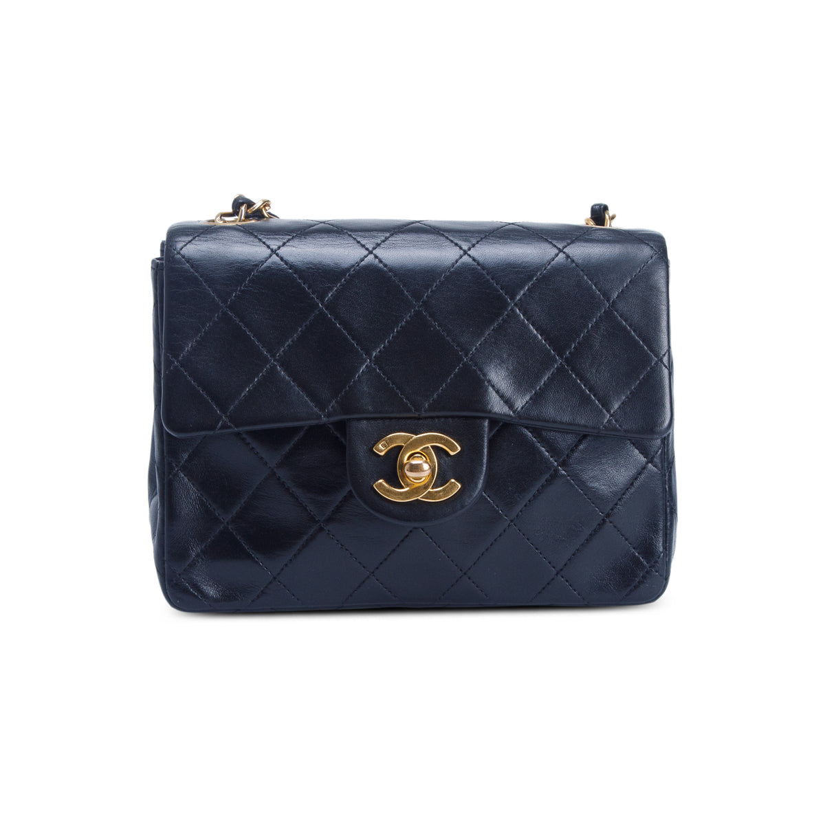 Chanel Vintage Black Lambskin Classic Mini Square Flap