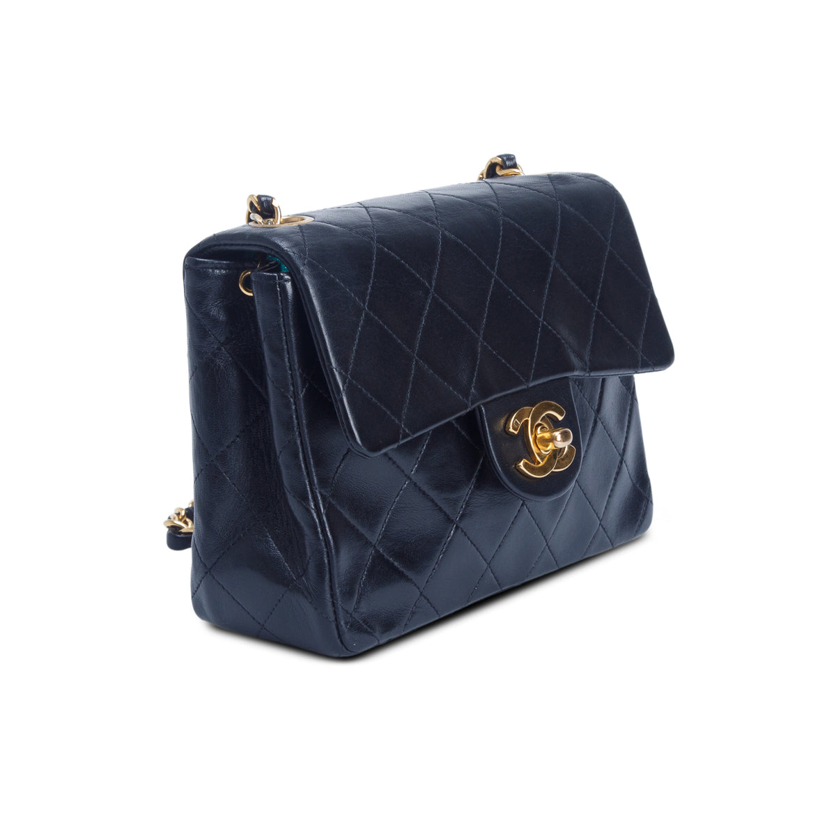 Chanel Vintage Black Lambskin Classic Mini Square Flap