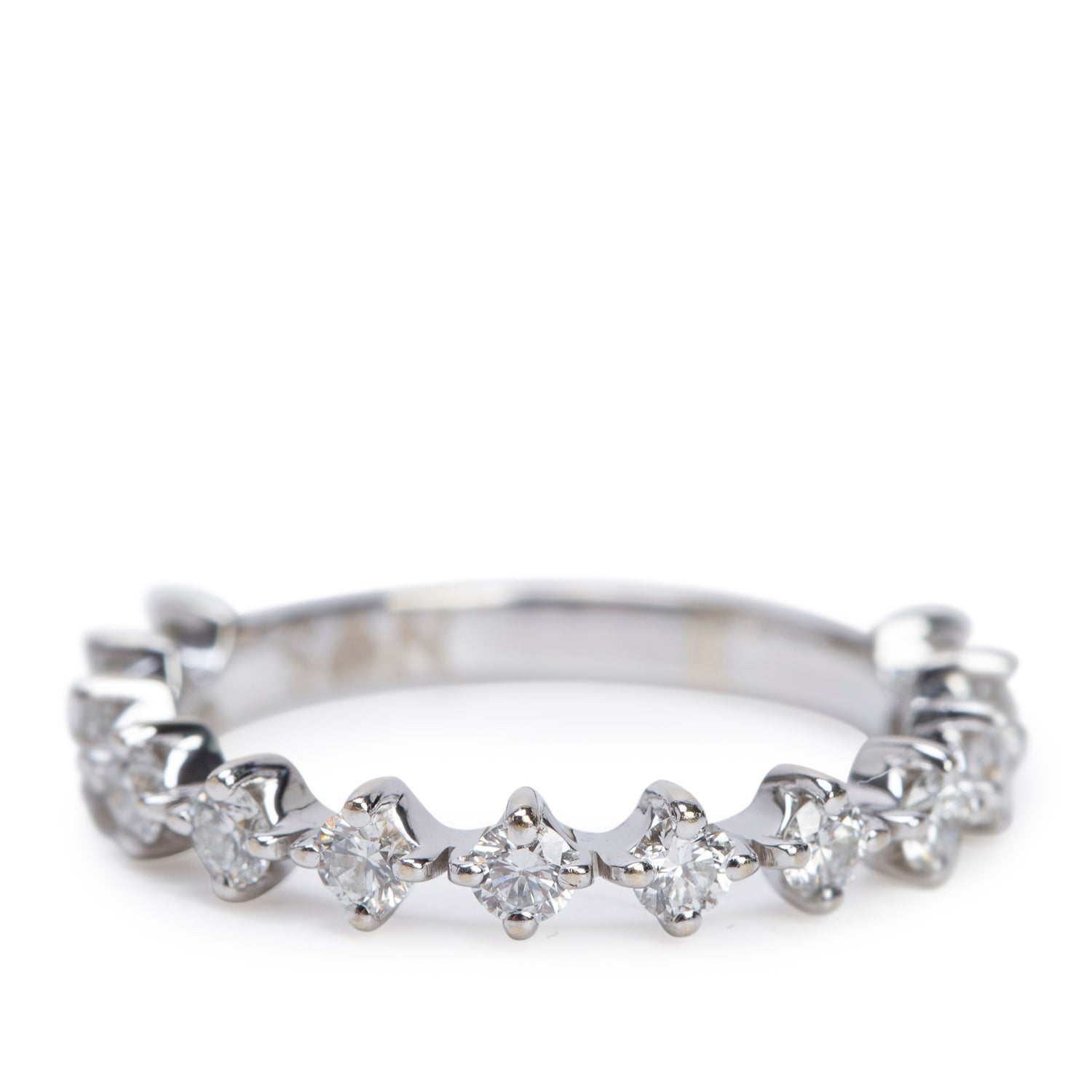 18k White Gold 0.68 tcw. Diamond Half-Eternity Band Ring, Size 6.25
