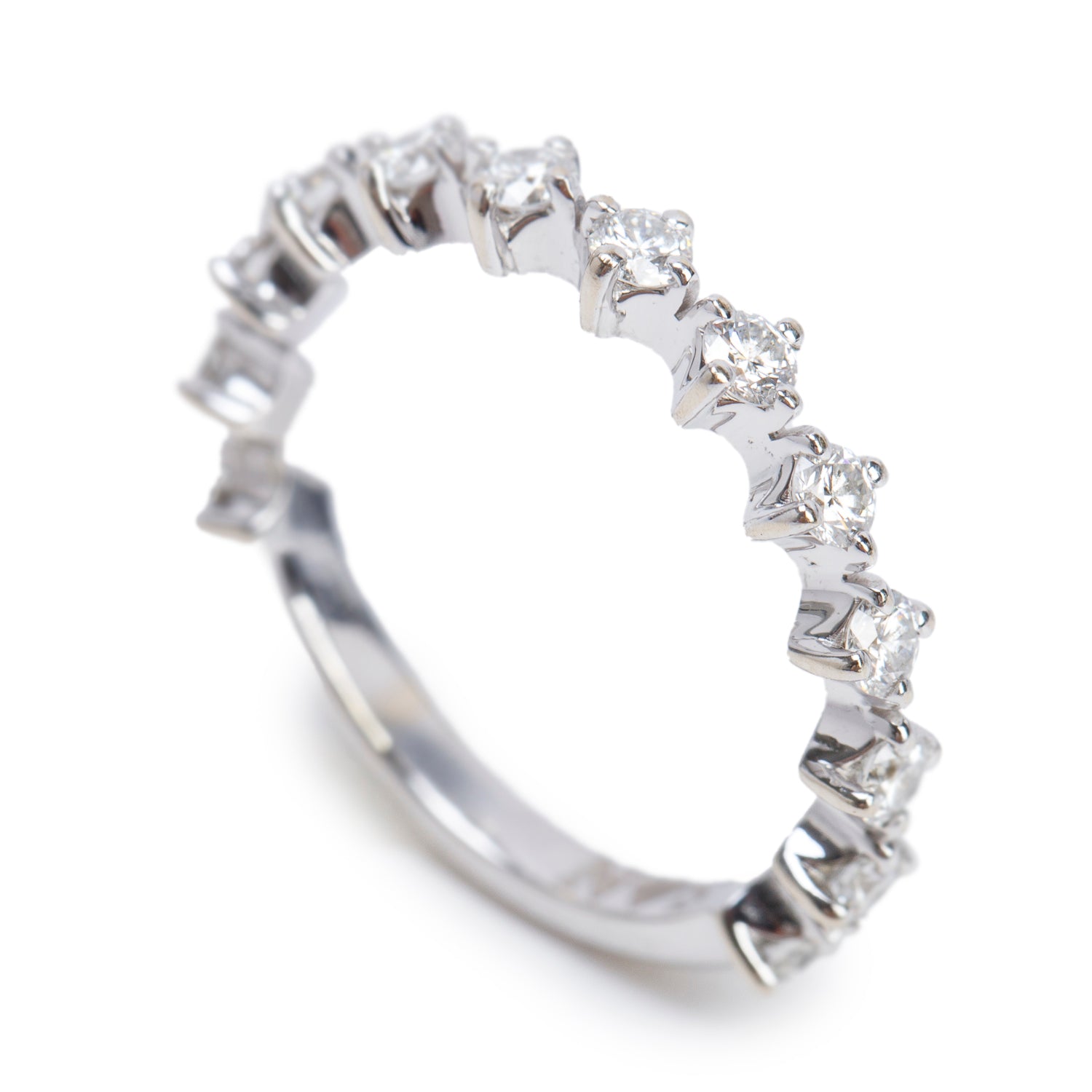 18k White Gold 0.68 tcw. Diamond Half-Eternity Band Ring, Size 6.25