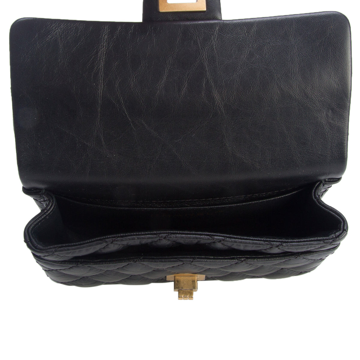 Chanel Black Aged Calfskin Quilted 2.55 Reissue Chain Waist Bag w/ Box