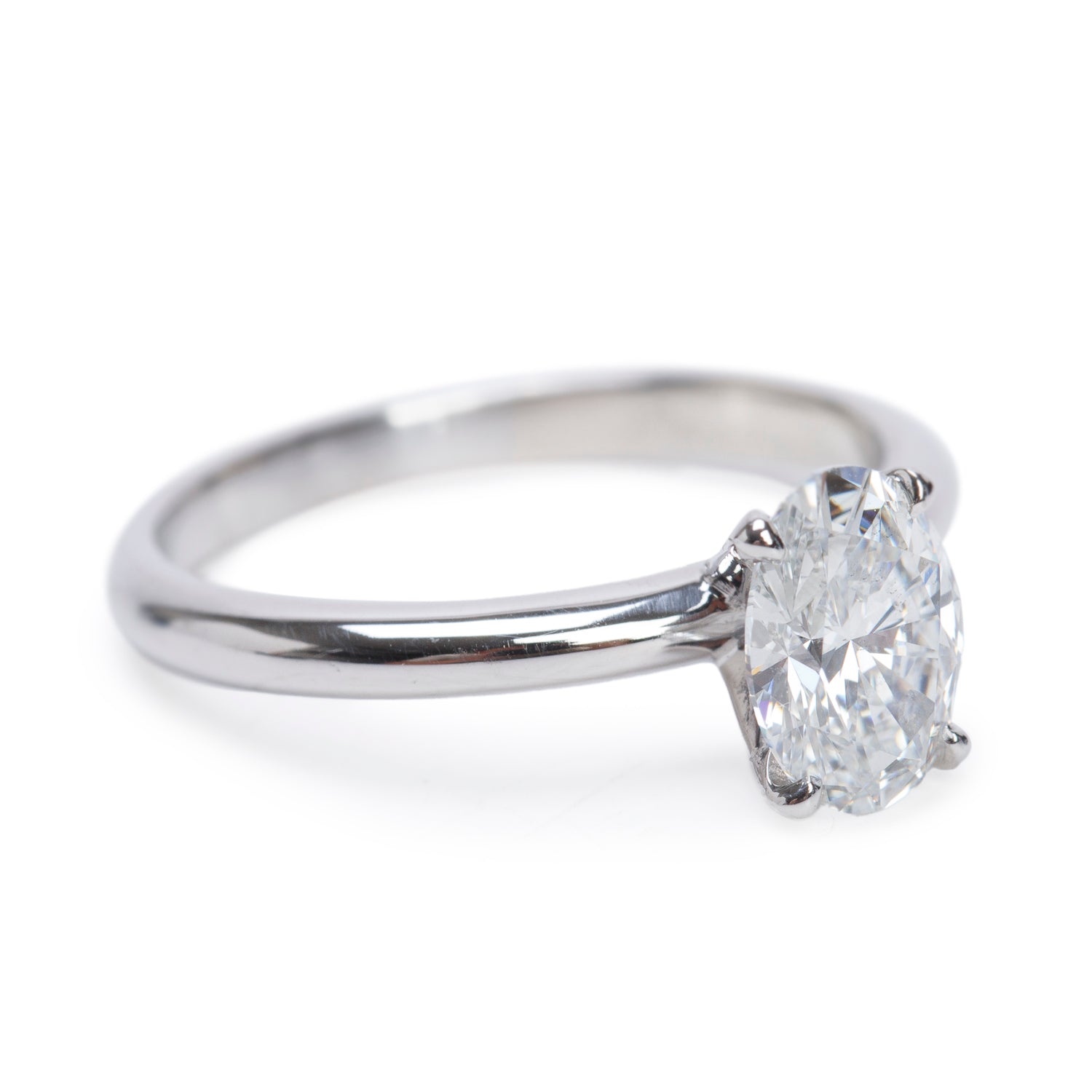 14k White Gold 1.08 ct. Oval Cut Solitaire Diamond Engagement Ring, Size 6