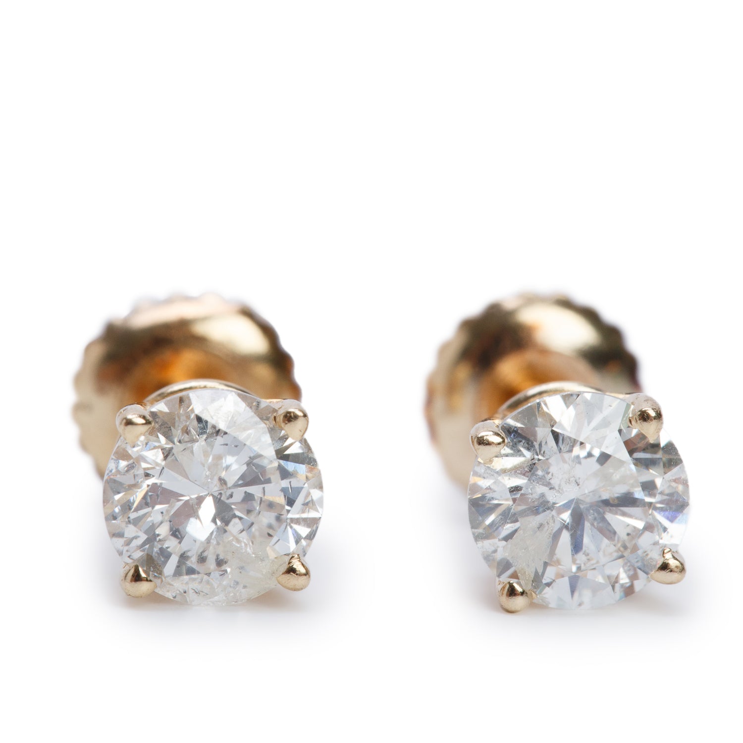14k Yellow Gold 1.01 tcw. Diamond Stud Earrings