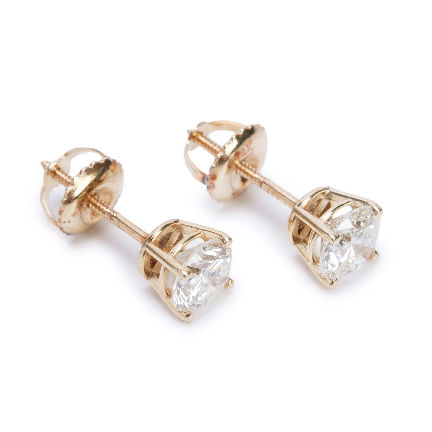 14k Yellow Gold 1.01 tcw. Diamond Stud Earrings