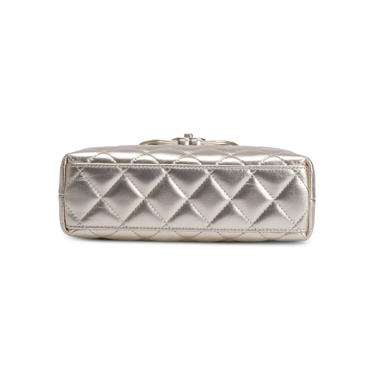 Chanel Gold Metallic Shiny Aged Calfskin Quilted Nano Kelly Shopper