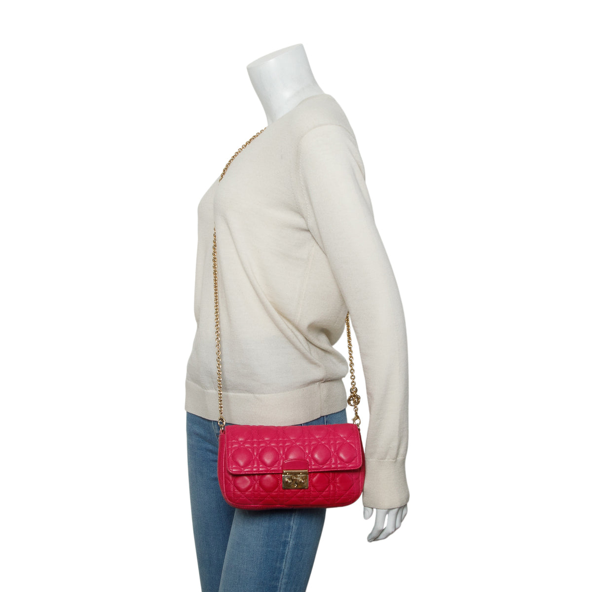 Christian Dior Pink Lambskin Cannage Miss Dior Promenade Pouch