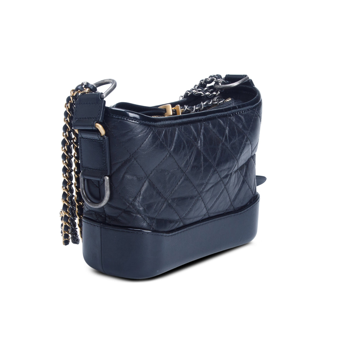 Chanel Black Aged Calfskin Leather Small Gabrielle Hobo