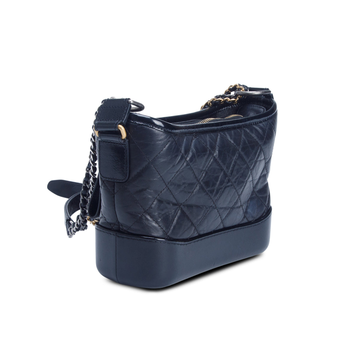 Chanel Black Aged Calfskin Leather Small Gabrielle Hobo