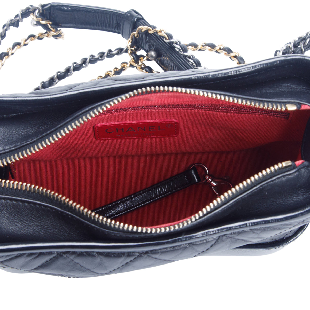 Chanel Black Aged Calfskin Leather Small Gabrielle Hobo