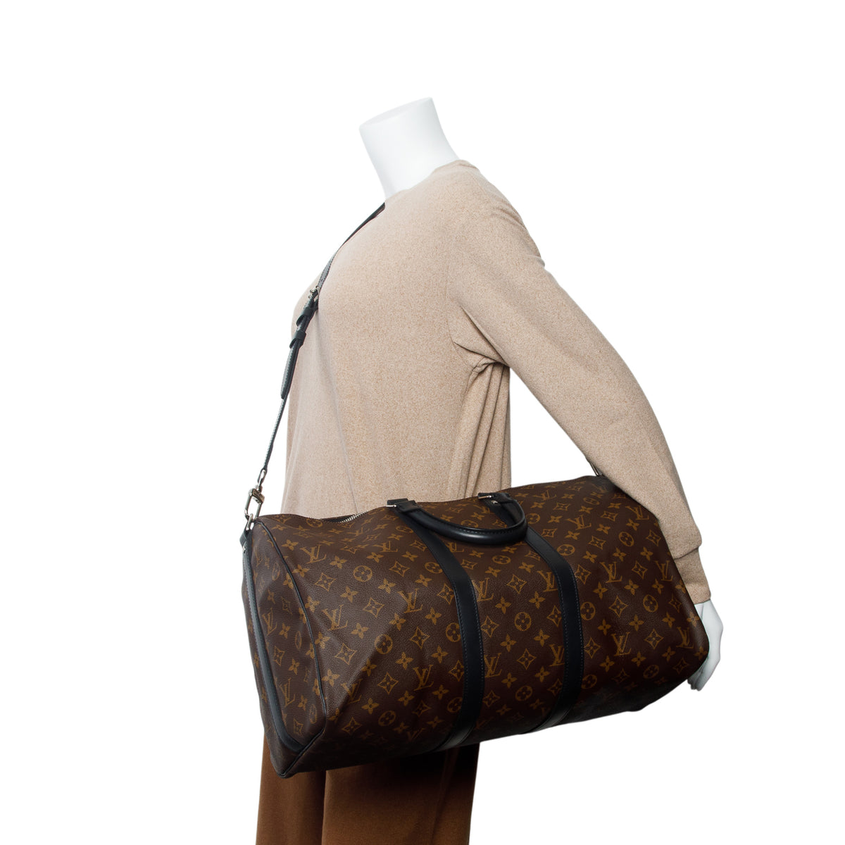 Louis Vuitton Monogram Macassar Keepall Bandouliere 55 w/ Strap