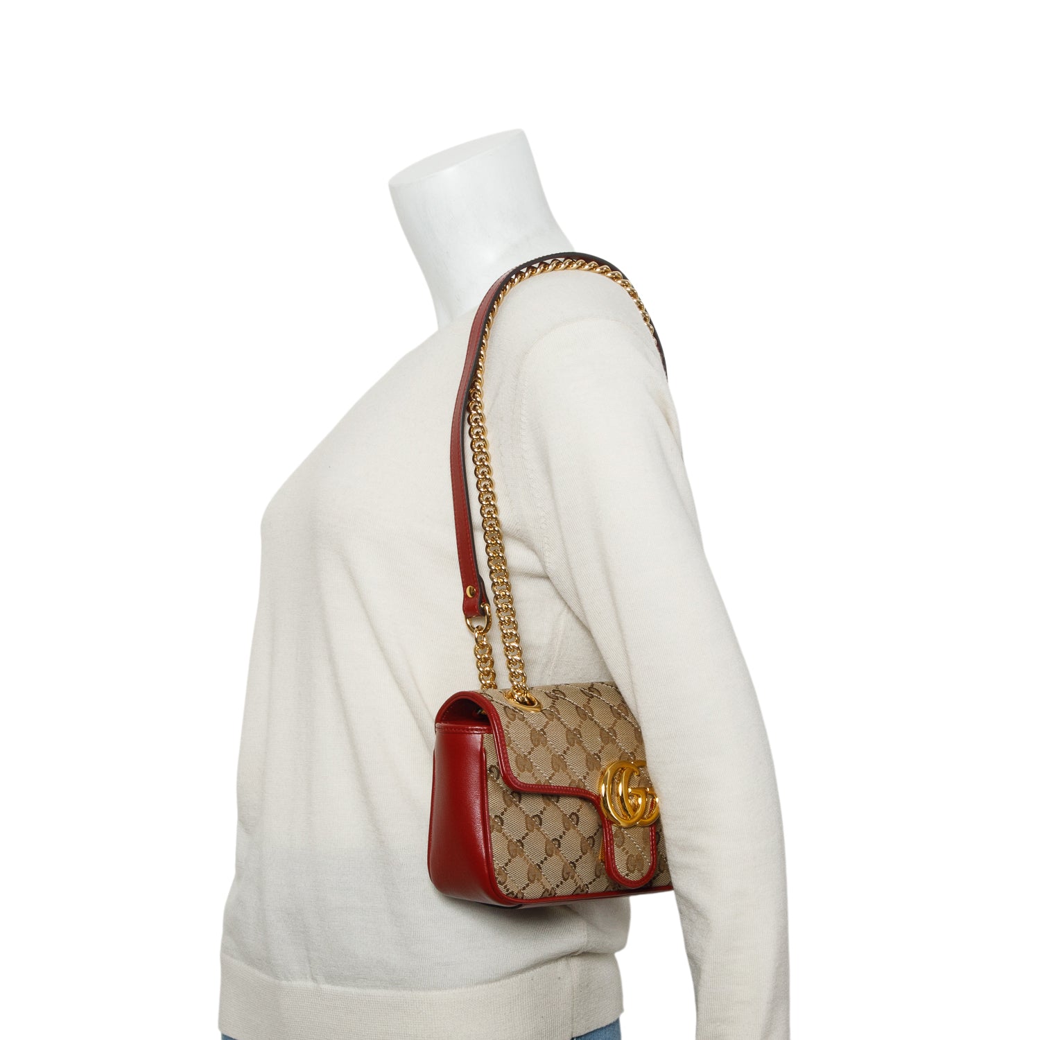 Gucci Monogram Matelasse Diagonal Small GG Marmont Shoulder Bag