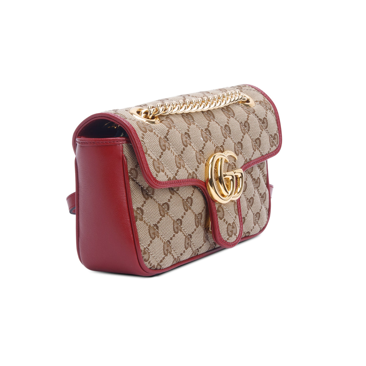 Gucci Monogram Matelasse Diagonal Small GG Marmont Shoulder Bag