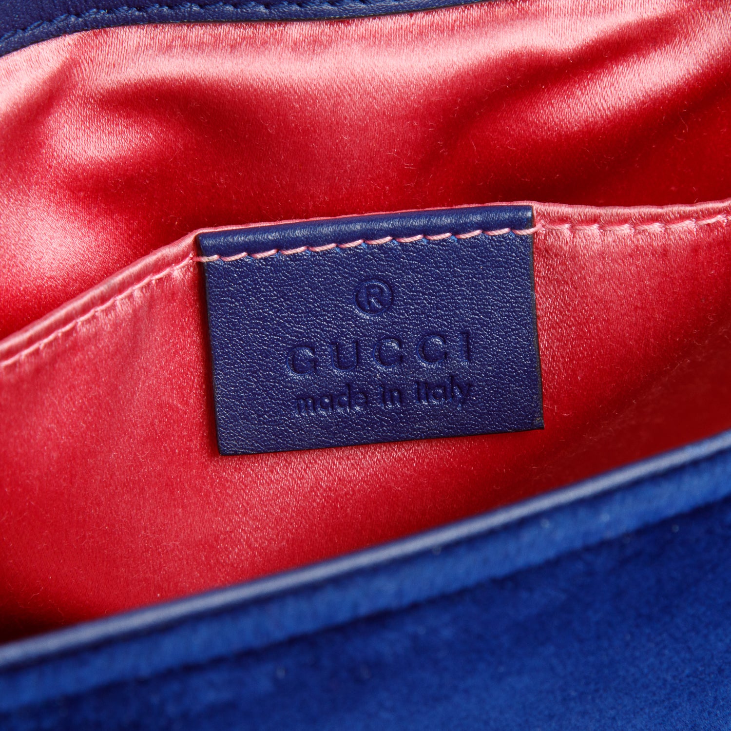 Gucci Blue Velvet Matelasse Small GG Marmont Shoulder Bag w/ Box