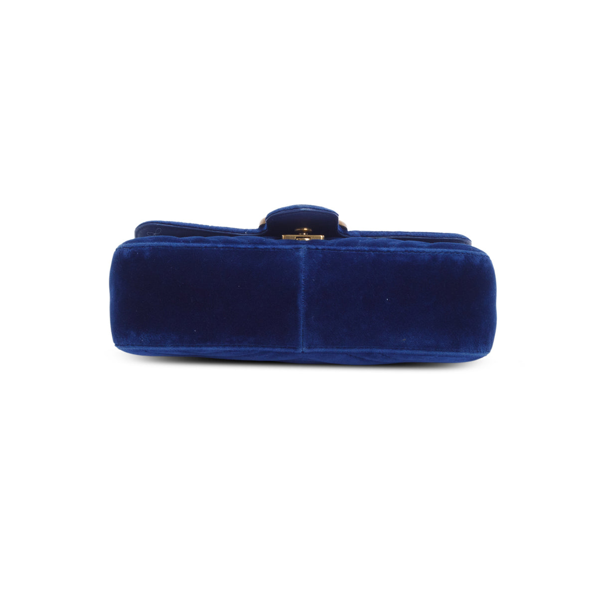 Gucci Blue Velvet Matelasse Small GG Marmont Shoulder Bag w/ Box