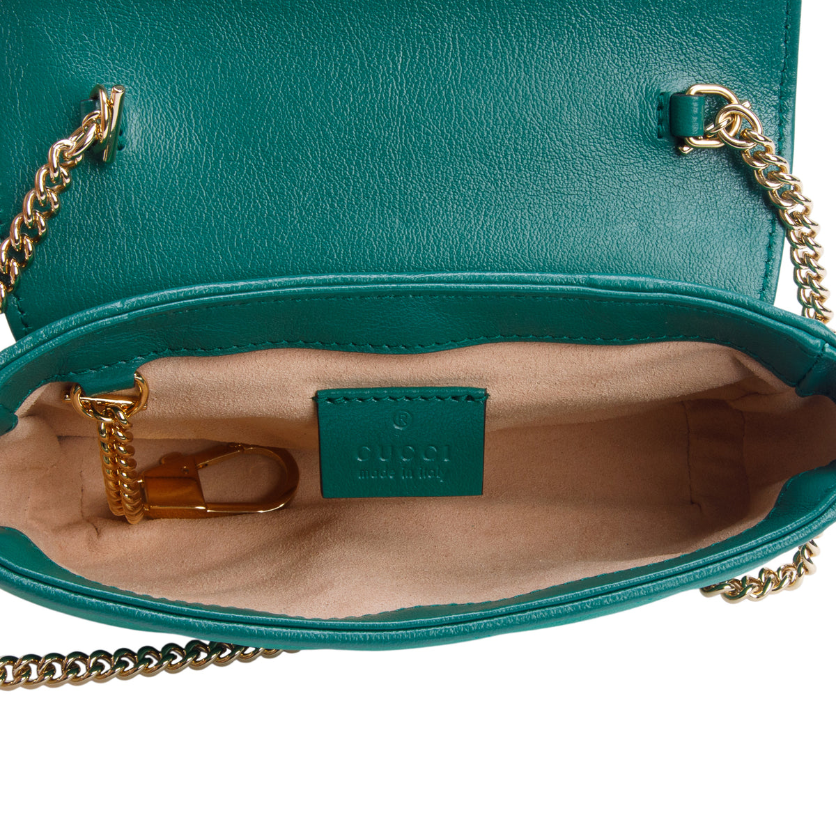 Gucci Green Azalea Calfskin Enamel Matelasse Diagonal Mini Torchon GG Marmont Shoulder Bag w/ Box