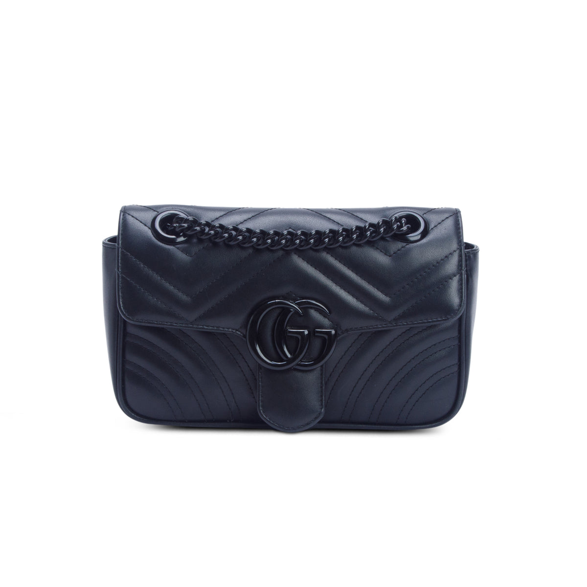 Gucci Black GG Marmont Matelasse Monochrome Small Shoulder Bag