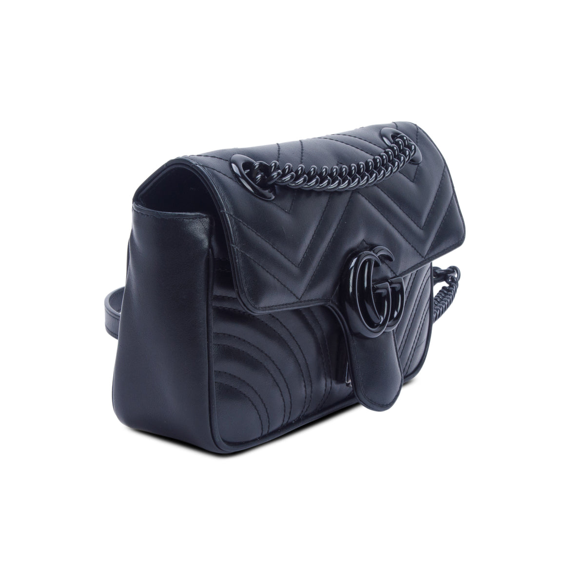 Gucci Black GG Marmont Matelasse Monochrome Small Shoulder Bag