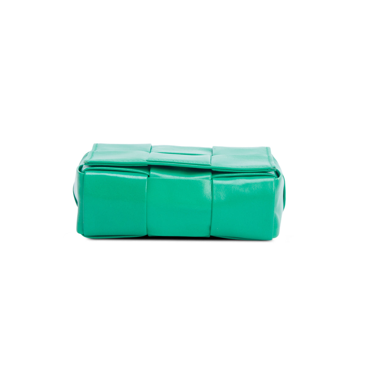 Bottega Veneta Green Crinkled Lambskin Maxi Intrecciato Extra Mini Cassette Crossbody Bag