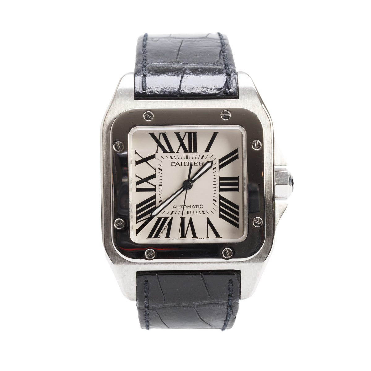 Cartier Stainless Steel Santos 100 XL Automatic Watch Silver Dial 2656
