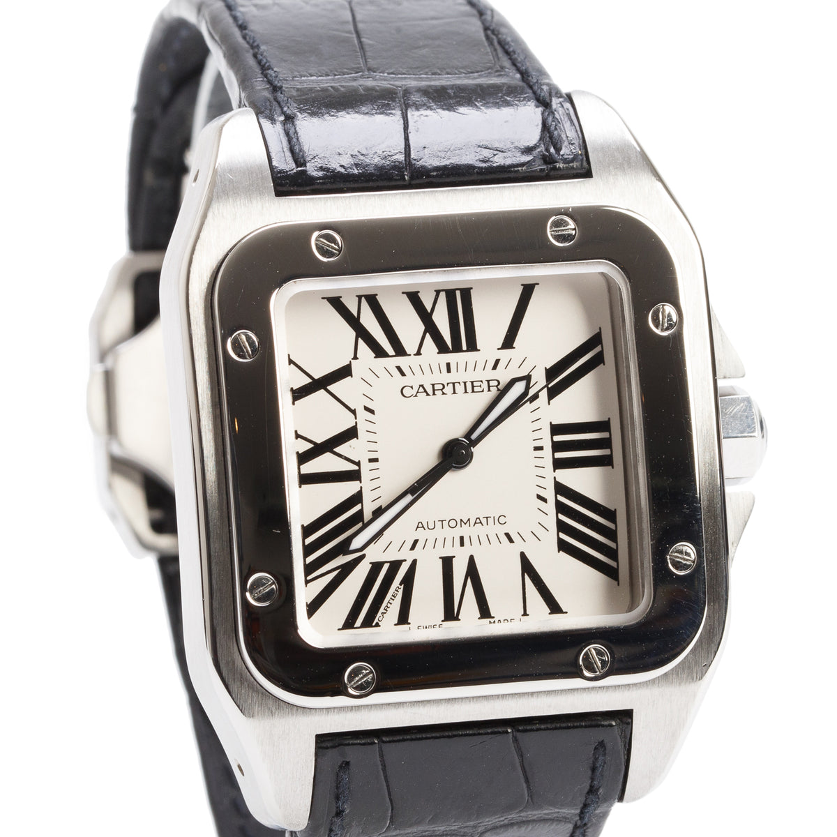 Cartier Stainless Steel Santos 100 XL Automatic Watch Silver Dial 2656