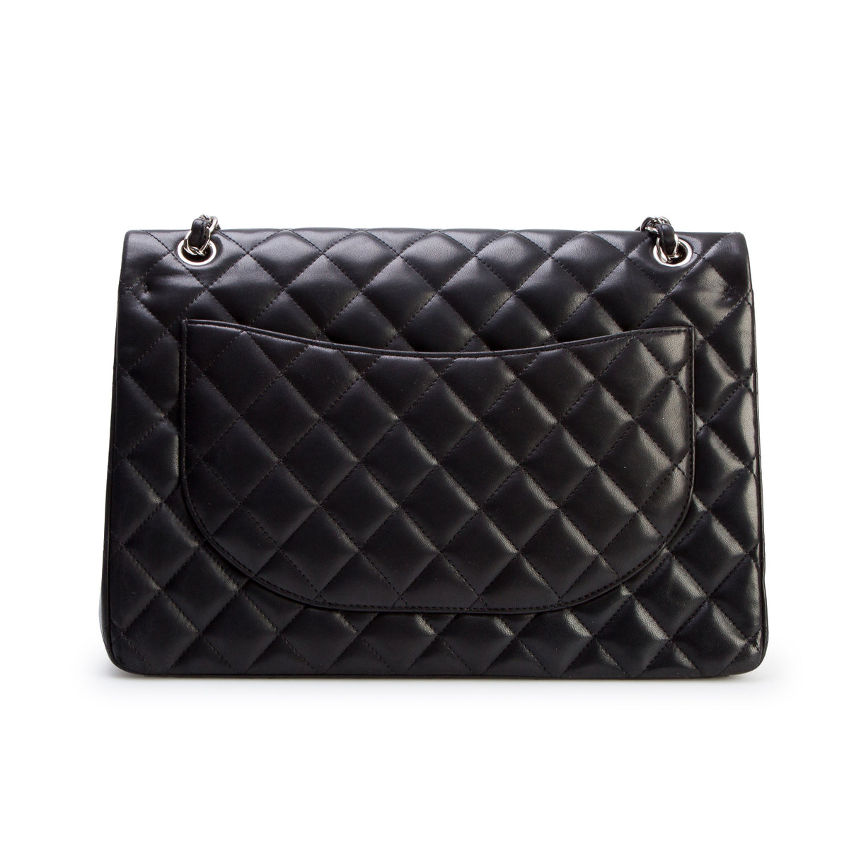 Chanel Black Quilted Lambskin Leather Classic Maxi Double Flap Bag w/ Authenticity Card & Receipt