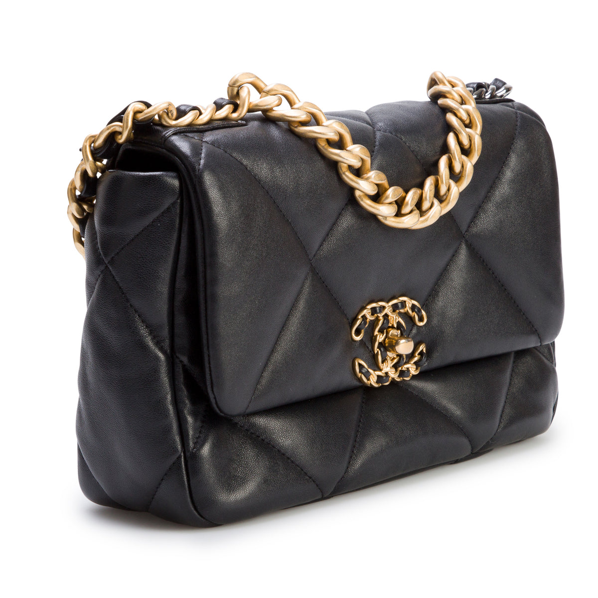 Chanel 2021 Black Quilted Lambskin Small 19 Flap w/ Box & Authenticity Card